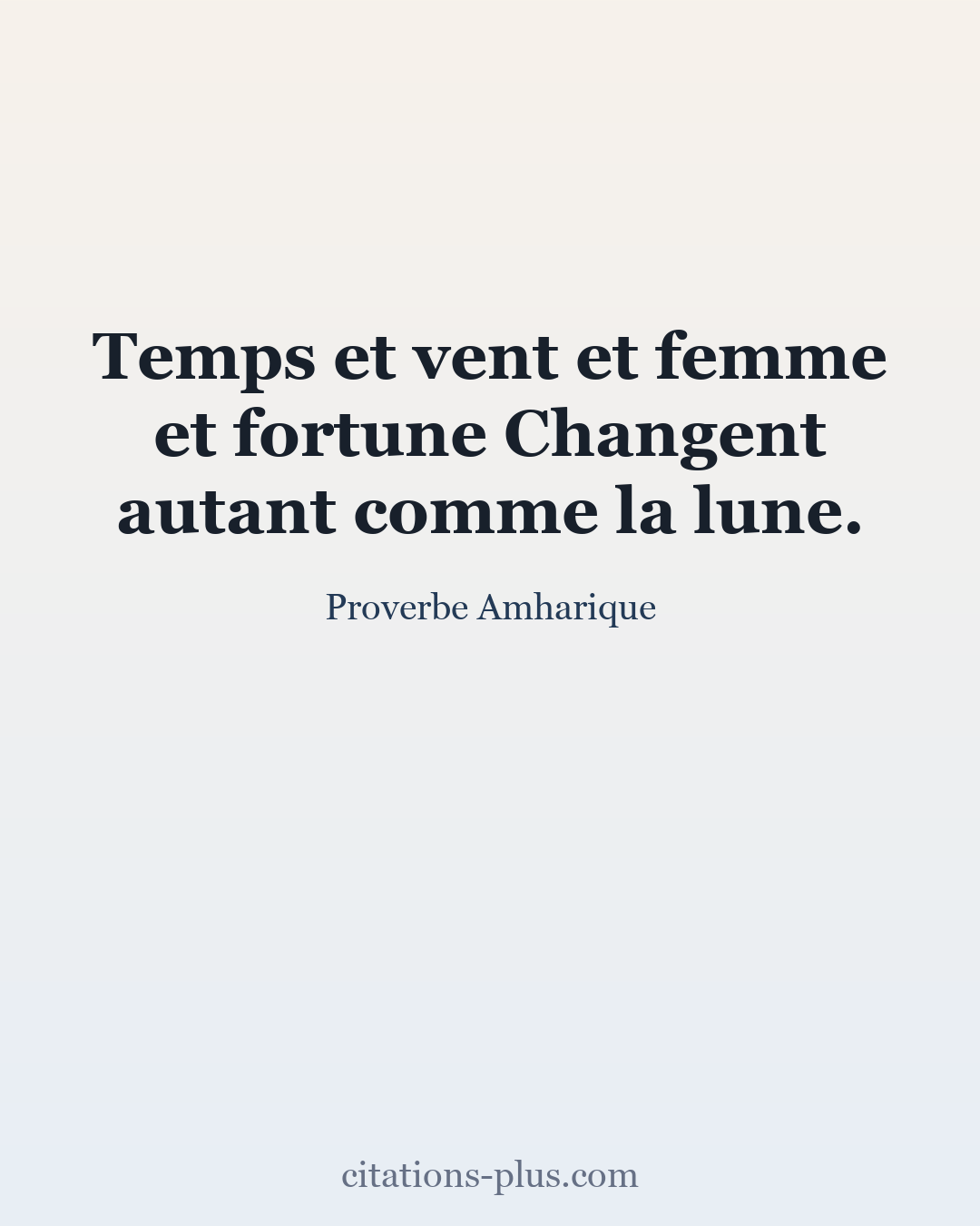 Carte Premium clair — Proverbe Amharique