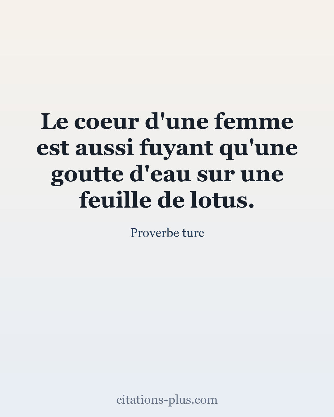 Carte Premium clair — Proverbe turc