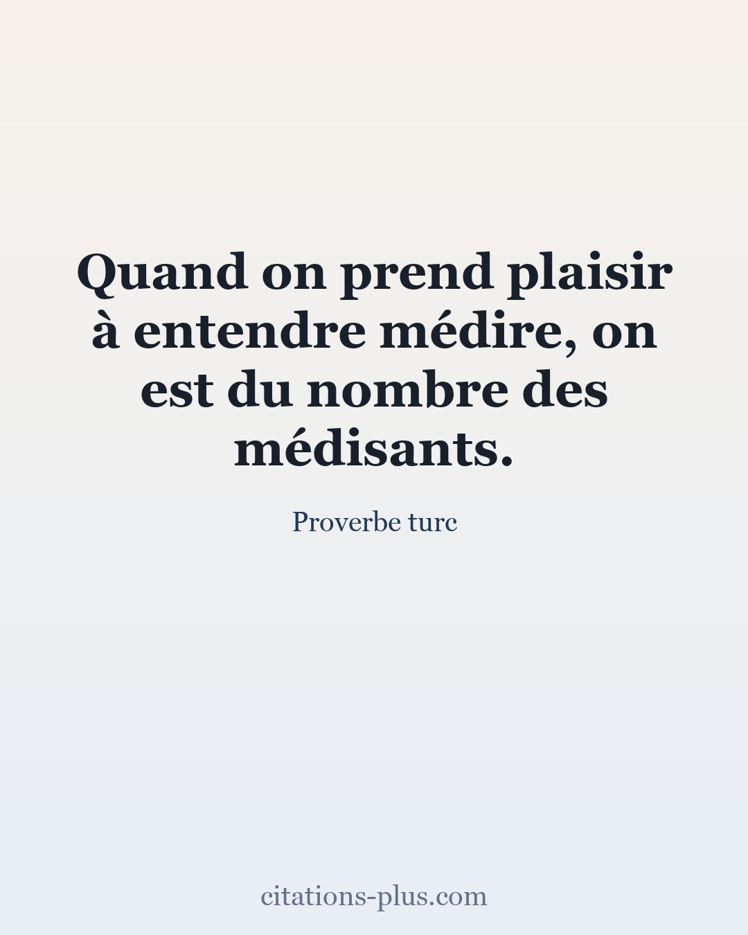 Carte Premium clair — Proverbe turc
