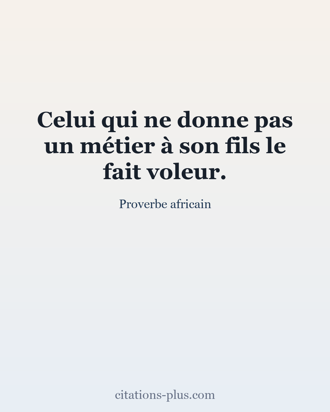 Carte Premium clair — Proverbe africain