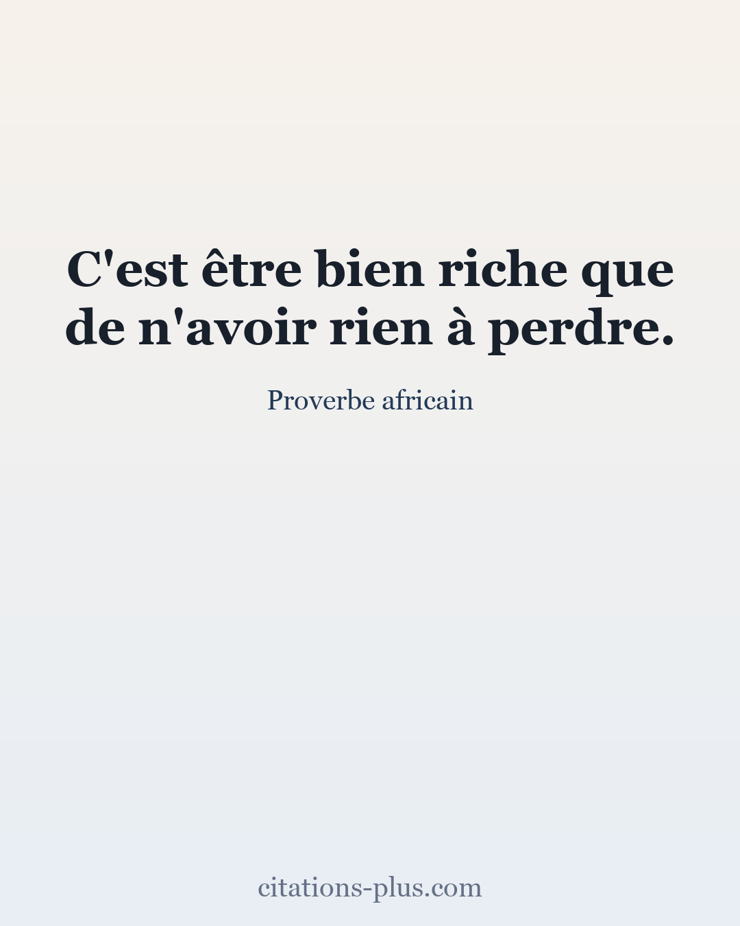 Carte Premium clair — Proverbe africain