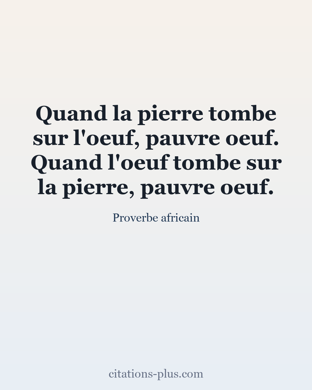 Carte Premium clair — Proverbe africain