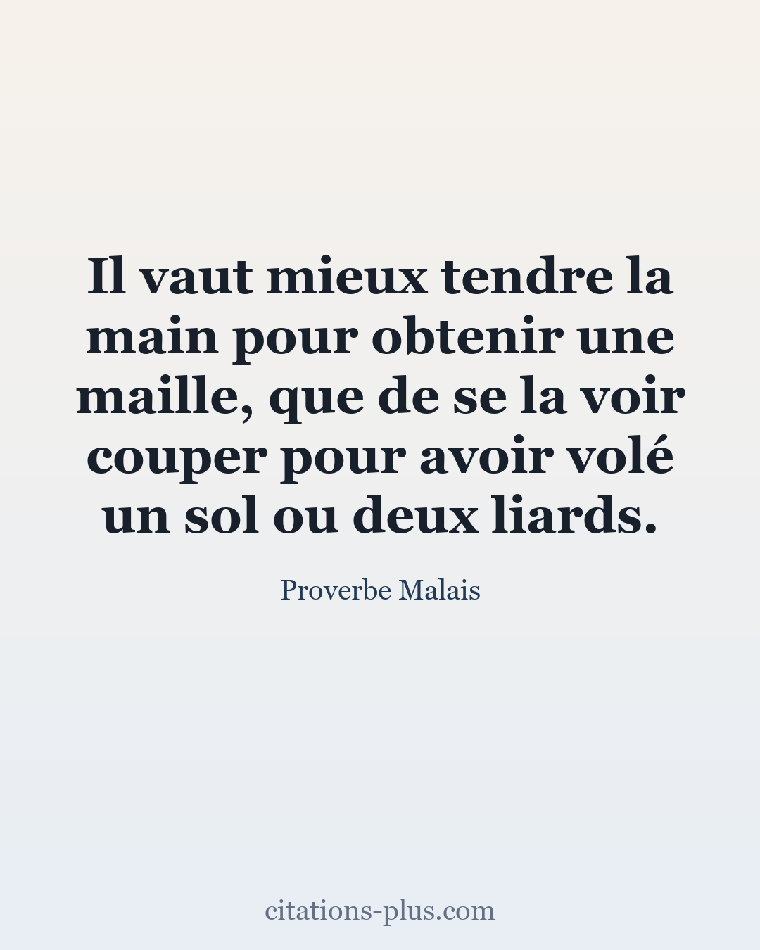 Carte Premium clair — Proverbe Malais