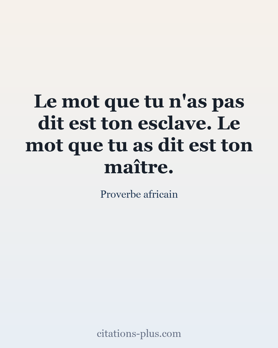Carte Premium clair — Proverbe africain