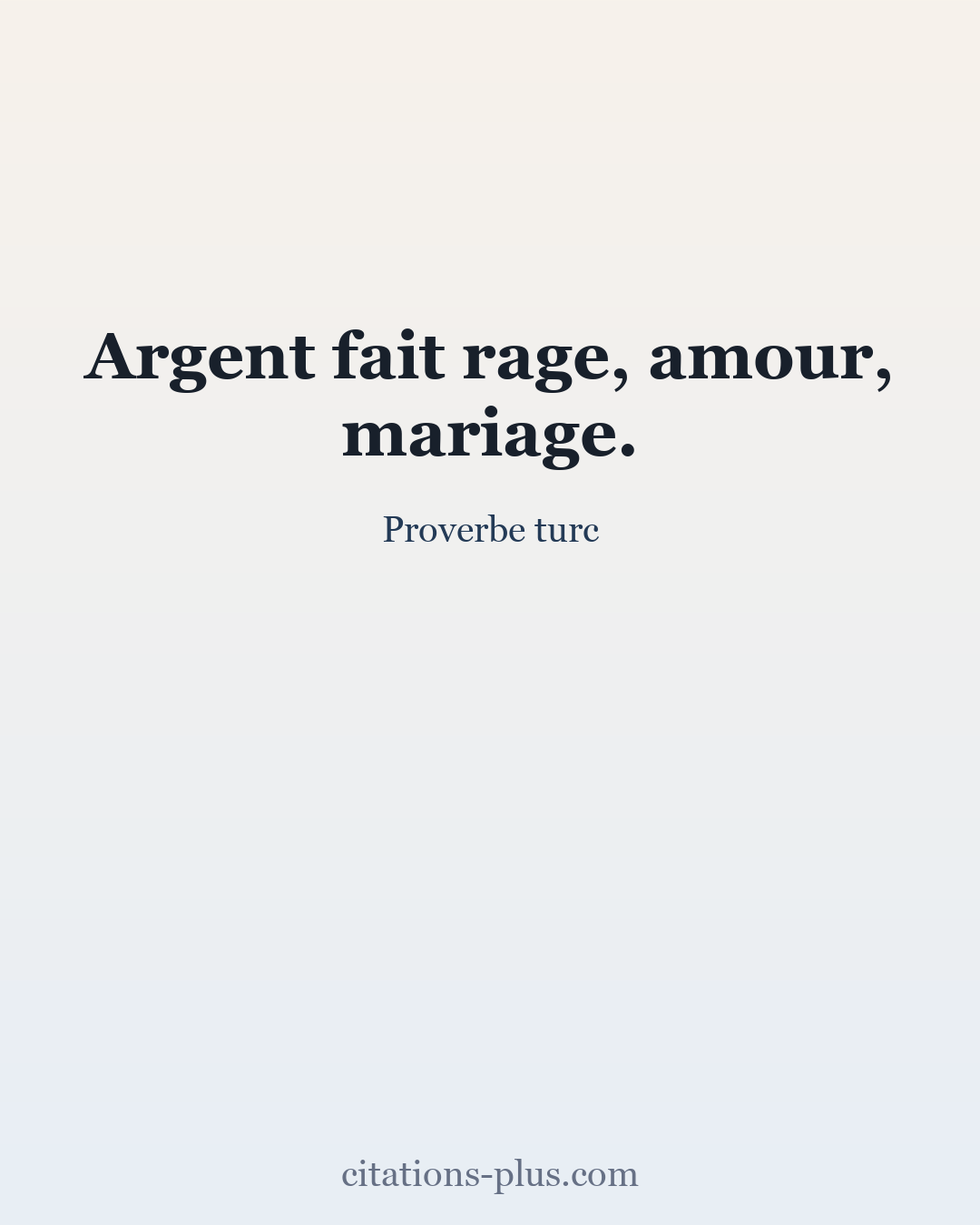 Carte Premium clair — Proverbe turc