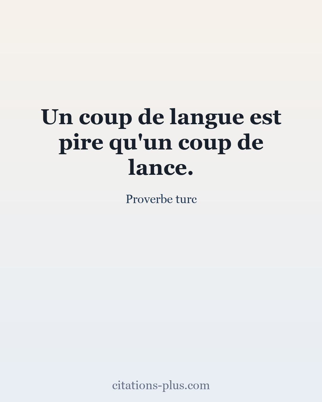 Carte Premium clair — Proverbe turc