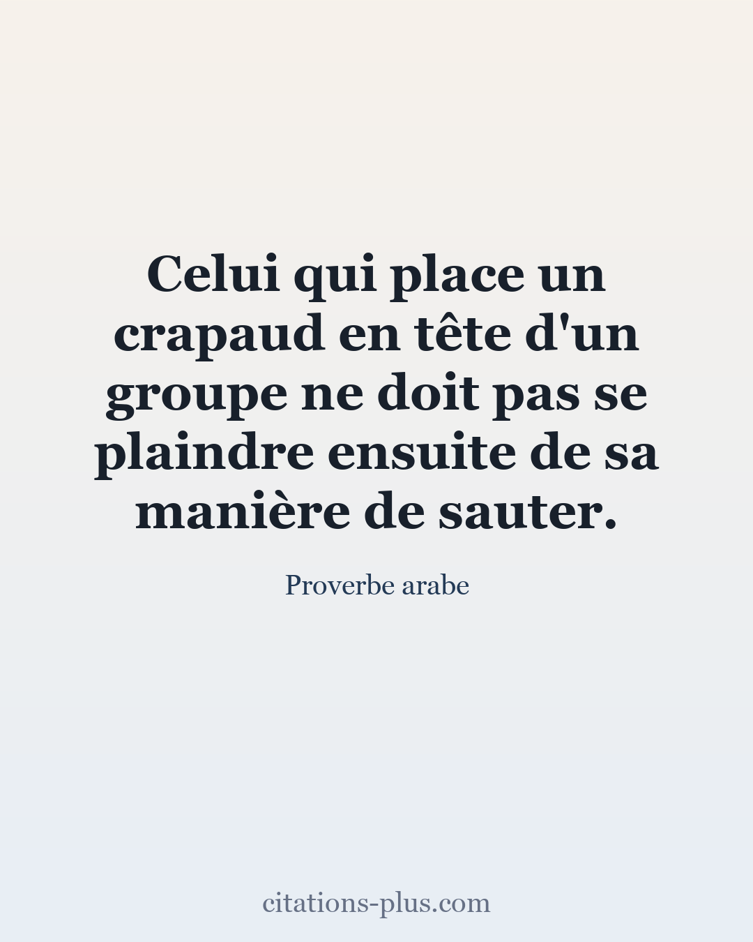 Carte Premium clair — Proverbe arabe