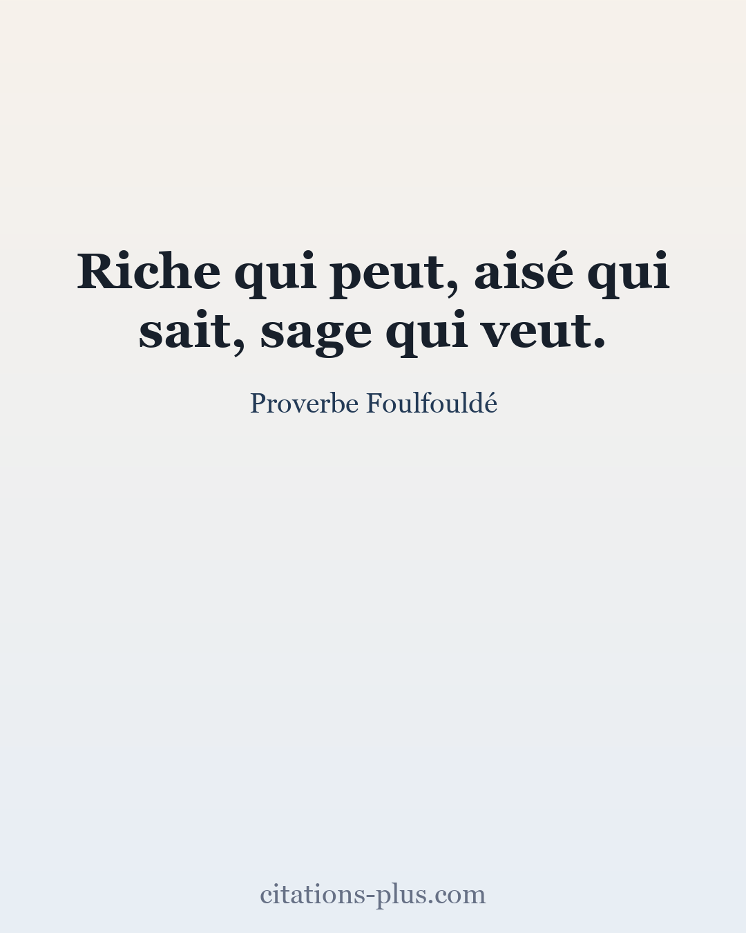 Carte Premium clair — Proverbe Foulfouldé