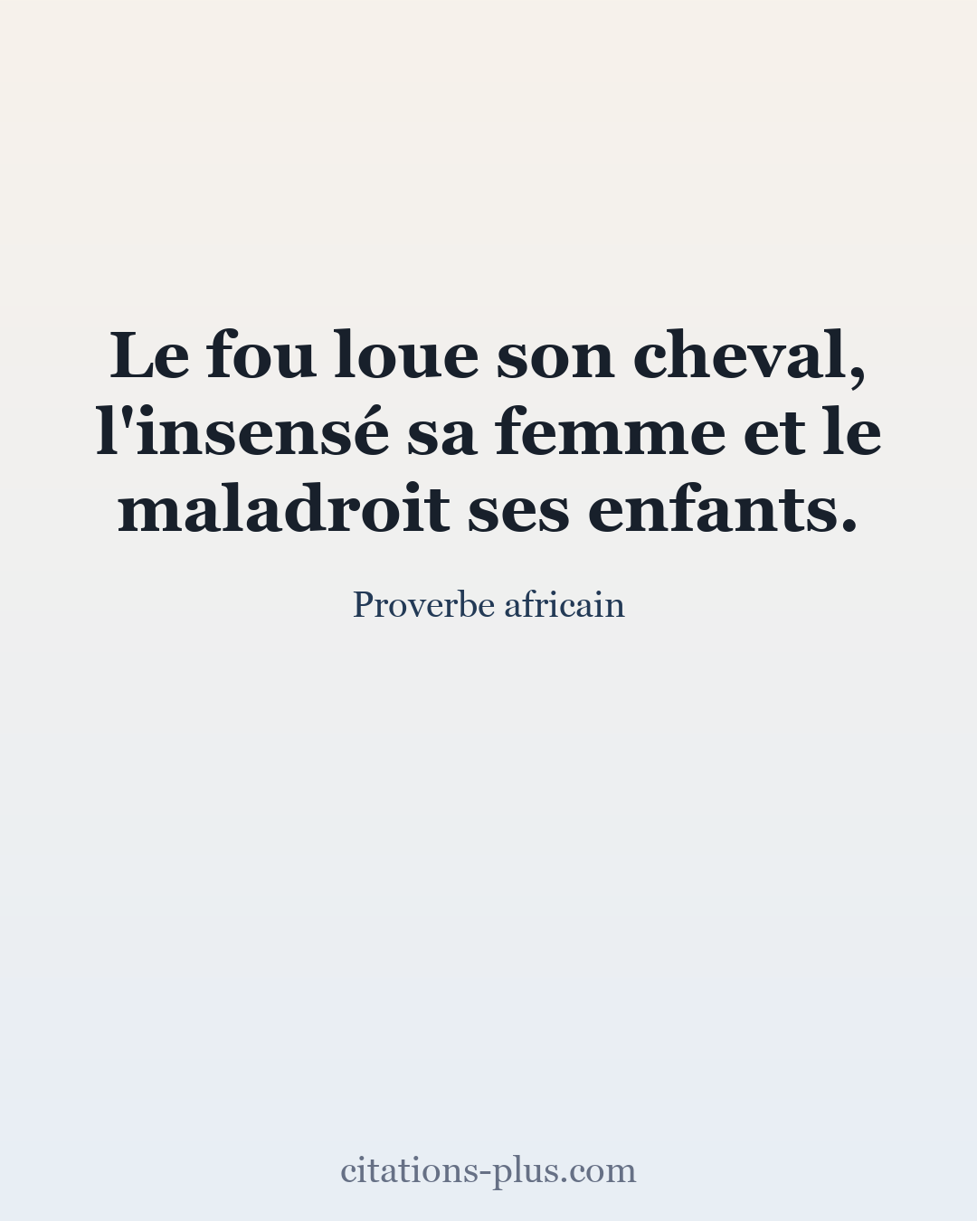 Carte Premium clair — Proverbe africain