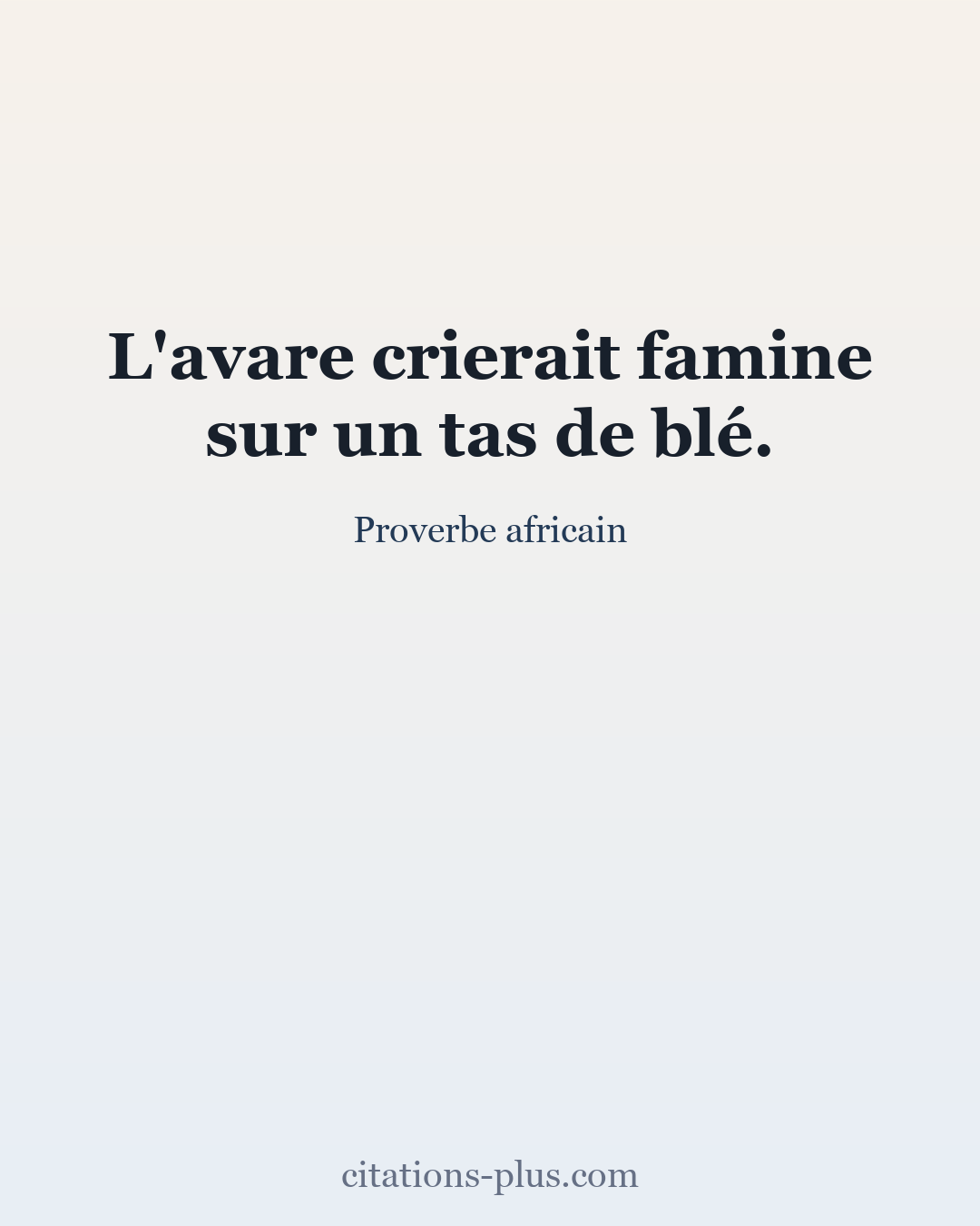 Carte Premium clair — Proverbe africain