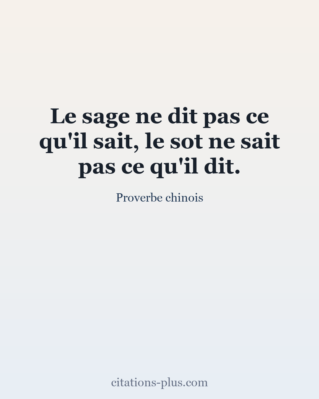 Carte Premium clair — Proverbe chinois
