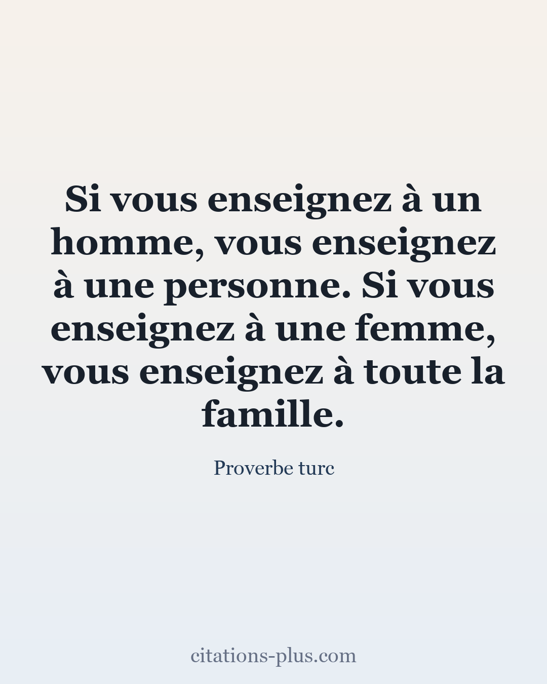 Carte Premium clair — Proverbe turc