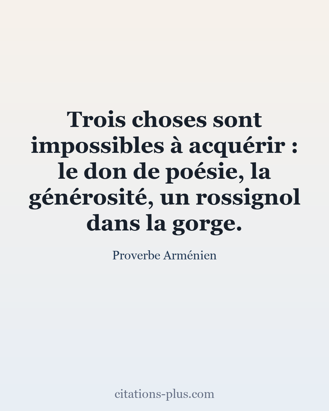 Carte Premium clair — Proverbe Arménien