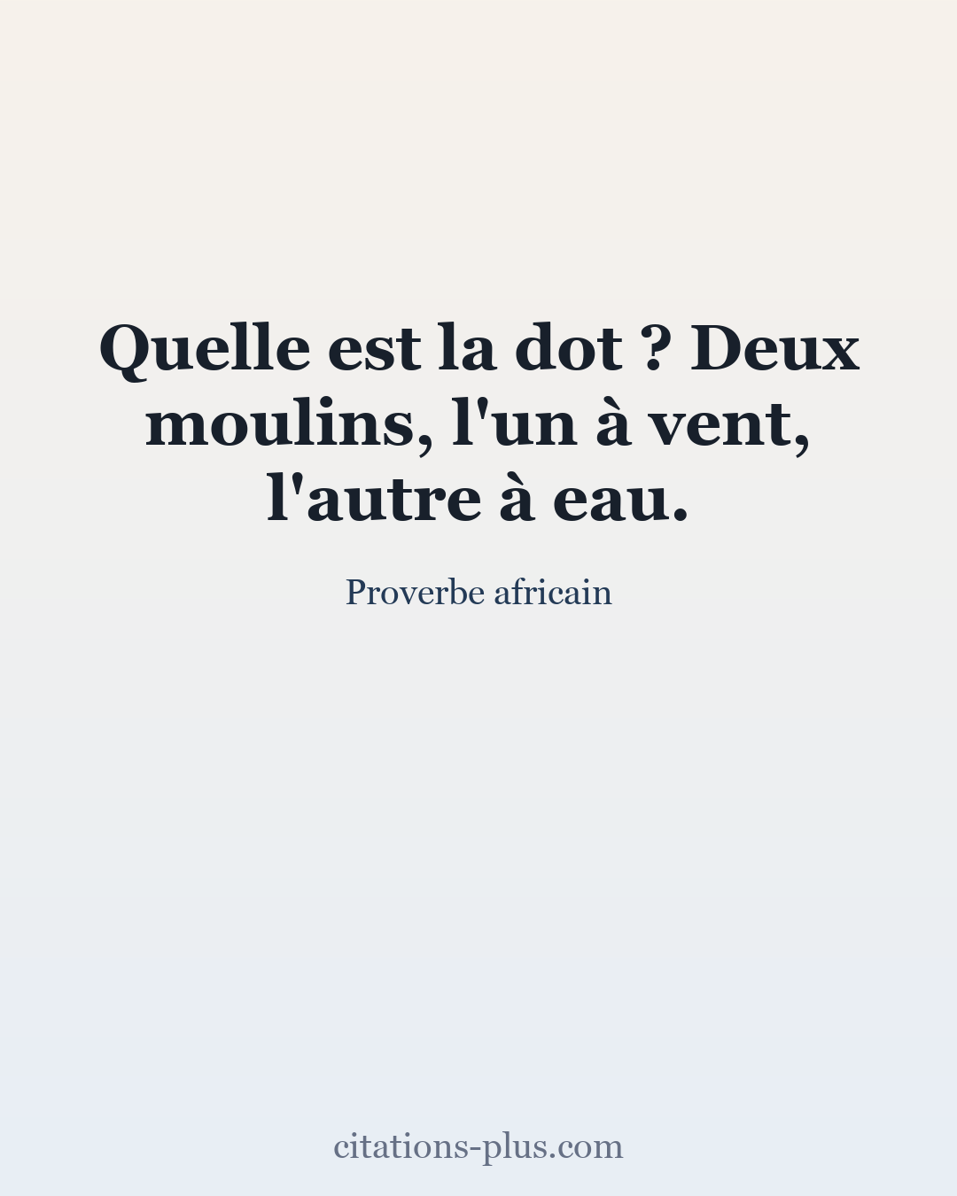 Carte Premium clair — Proverbe africain