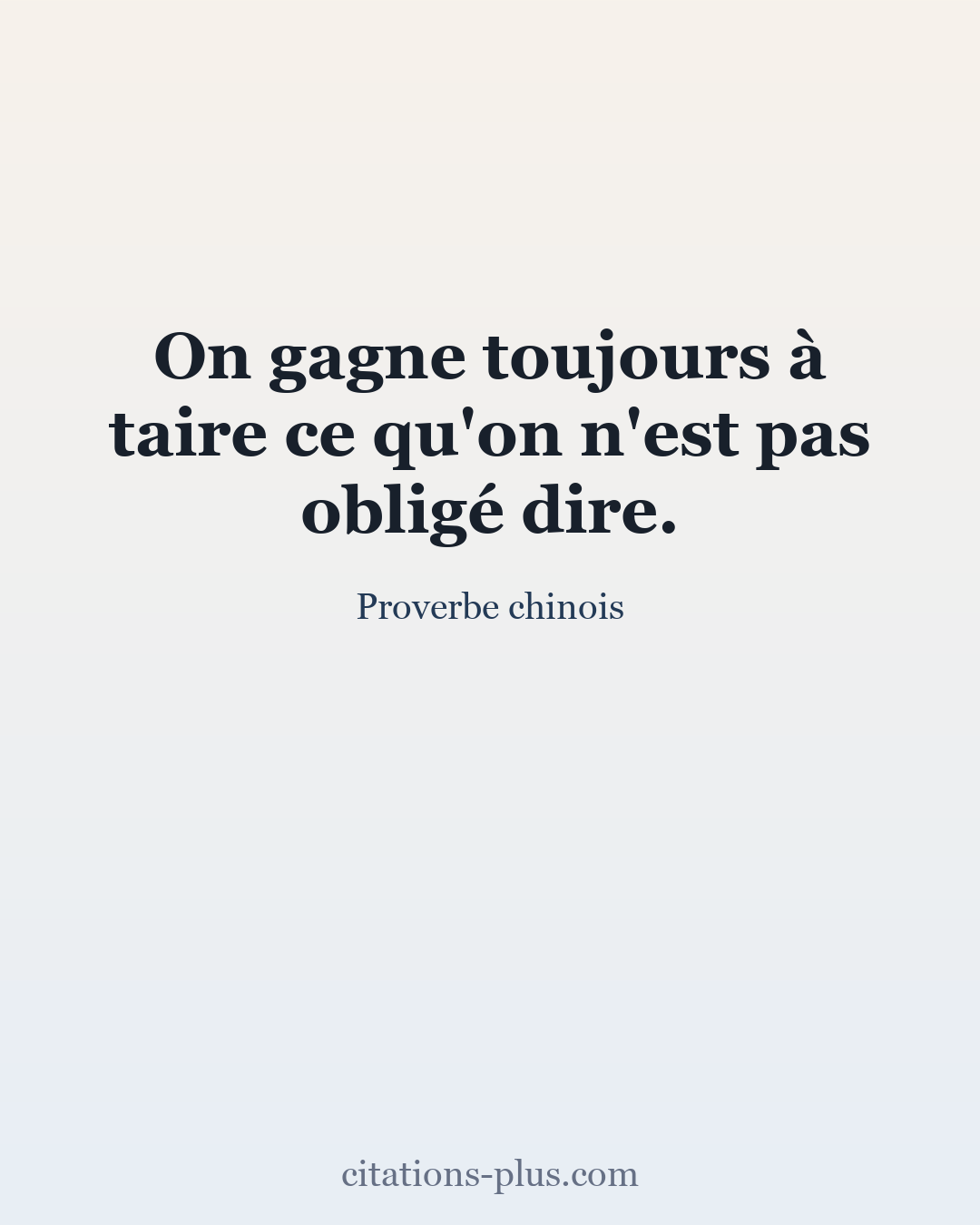 Carte Premium clair — Proverbe chinois