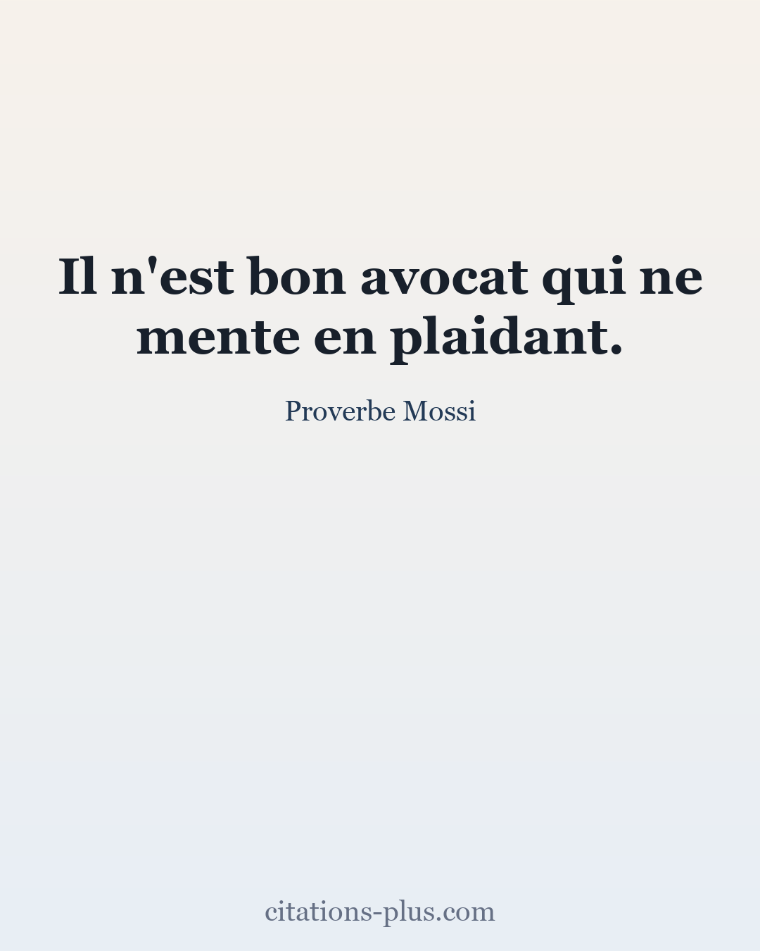 Carte Premium clair — Proverbe Mossi
