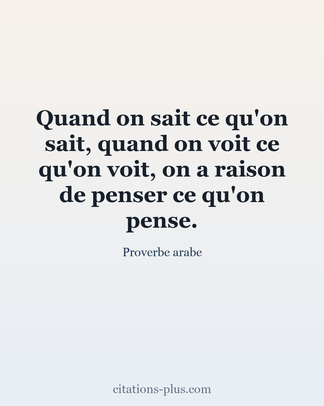 Carte Premium clair — Proverbe arabe