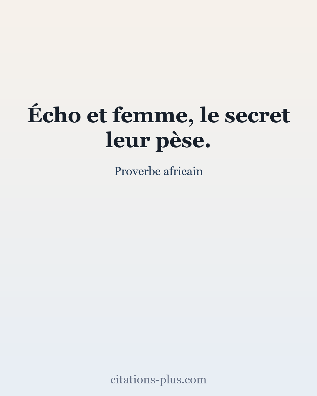 Carte Premium clair — Proverbe africain