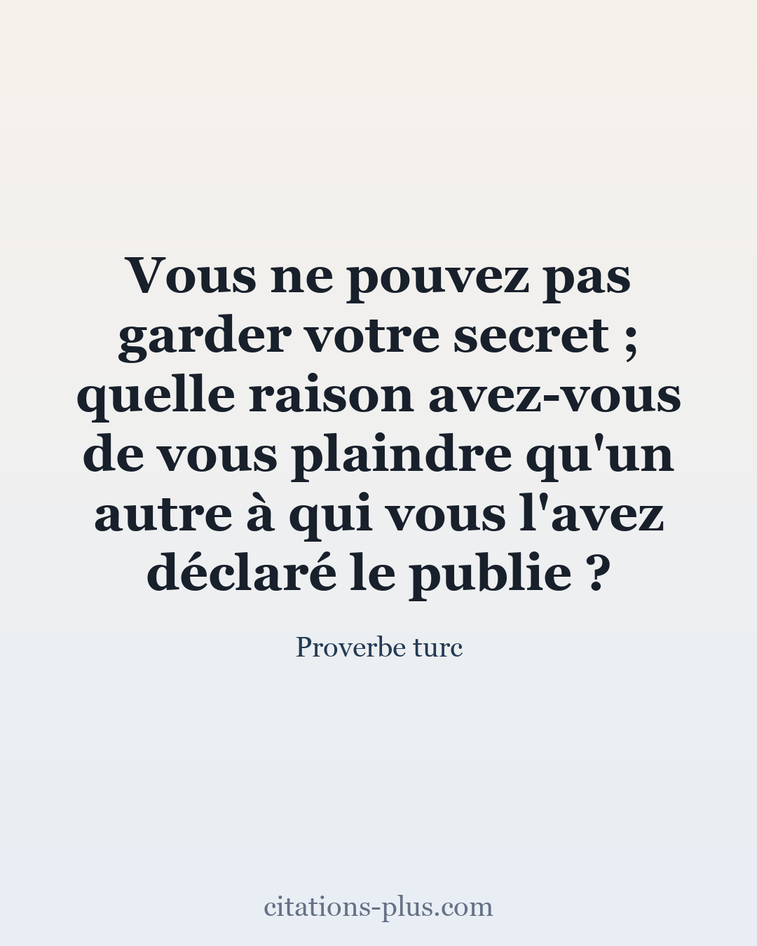 Carte Premium clair — Proverbe turc