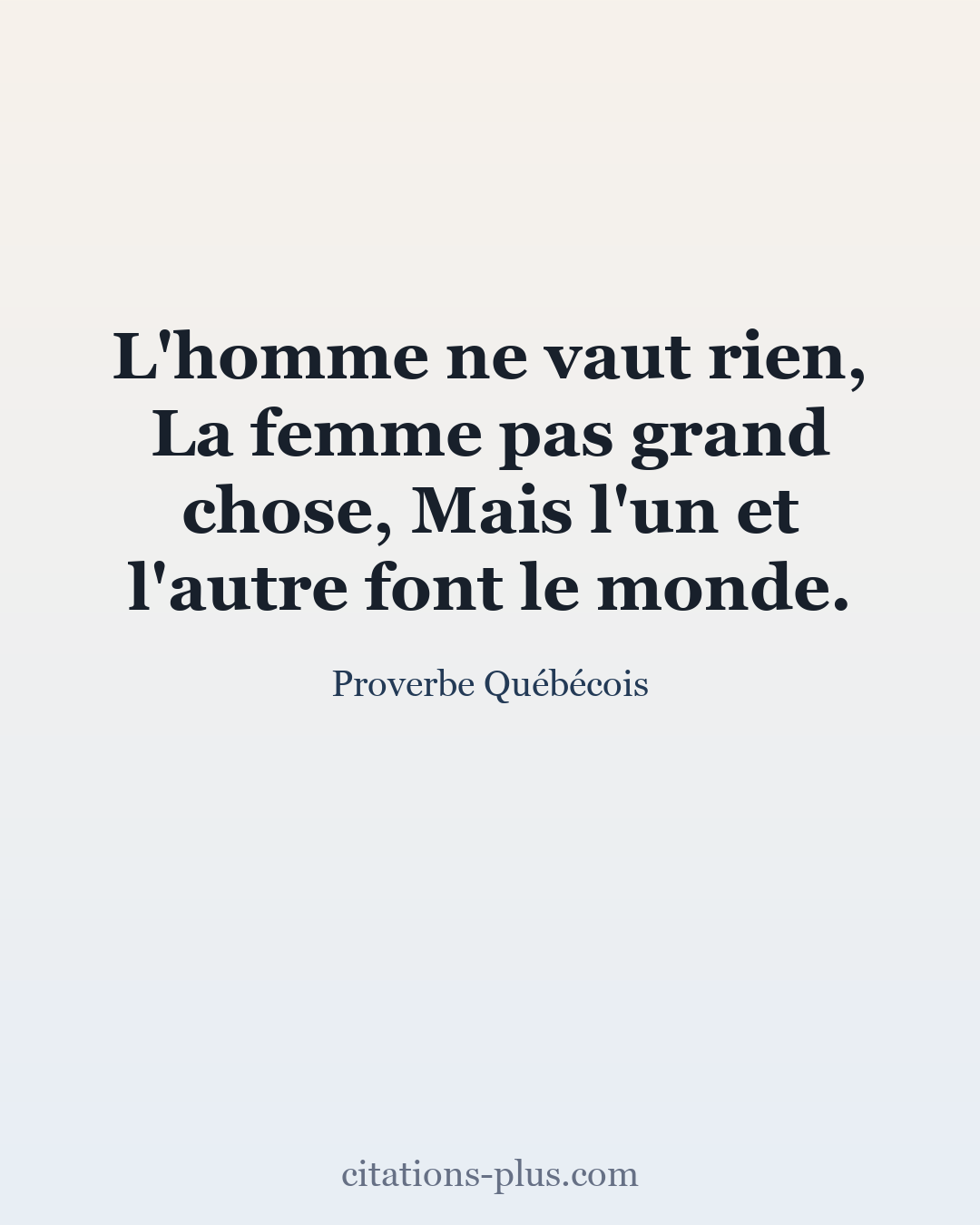 Carte Premium clair — Proverbe Québécois