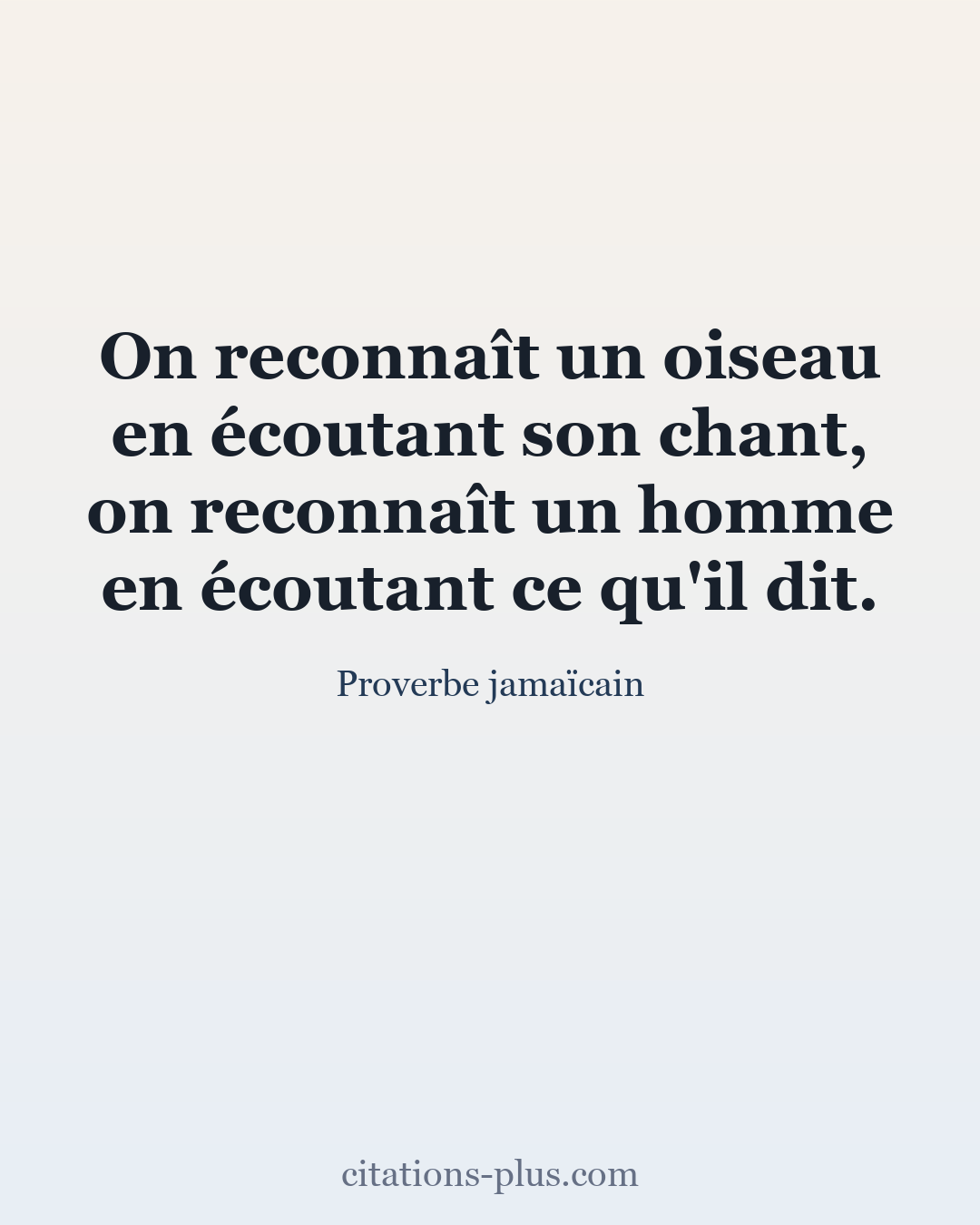 Carte Premium clair — Proverbe jamaïcain