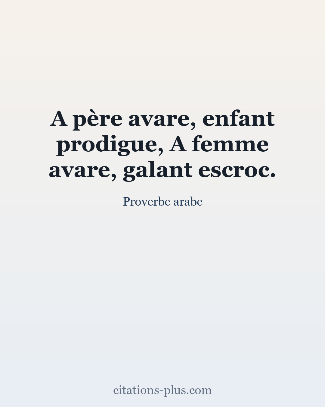 Carte Premium clair — Proverbe arabe
