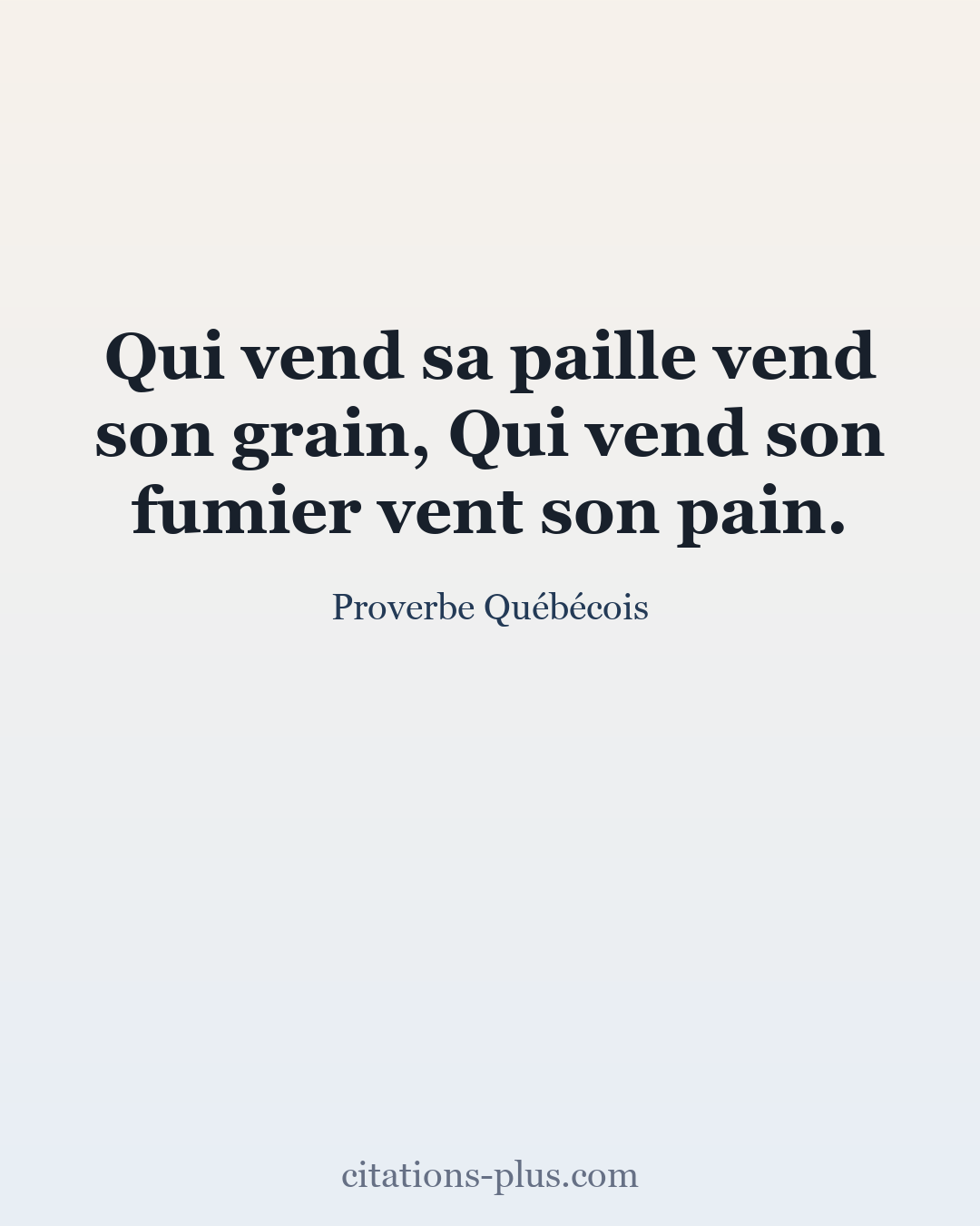 Carte Premium clair — Proverbe Québécois