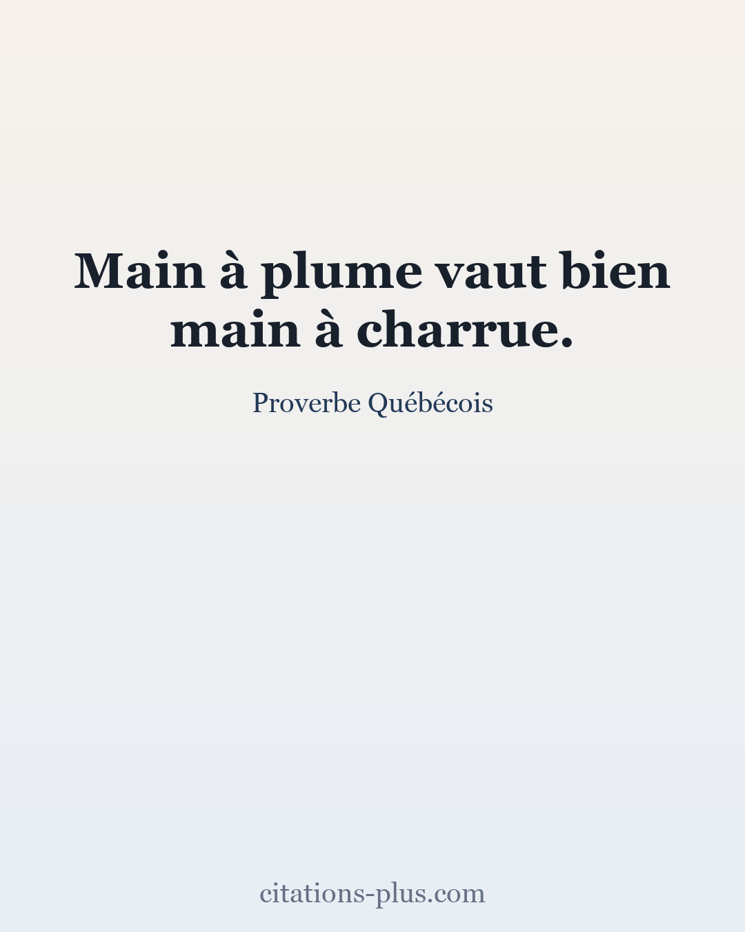 Carte Premium clair — Proverbe Québécois