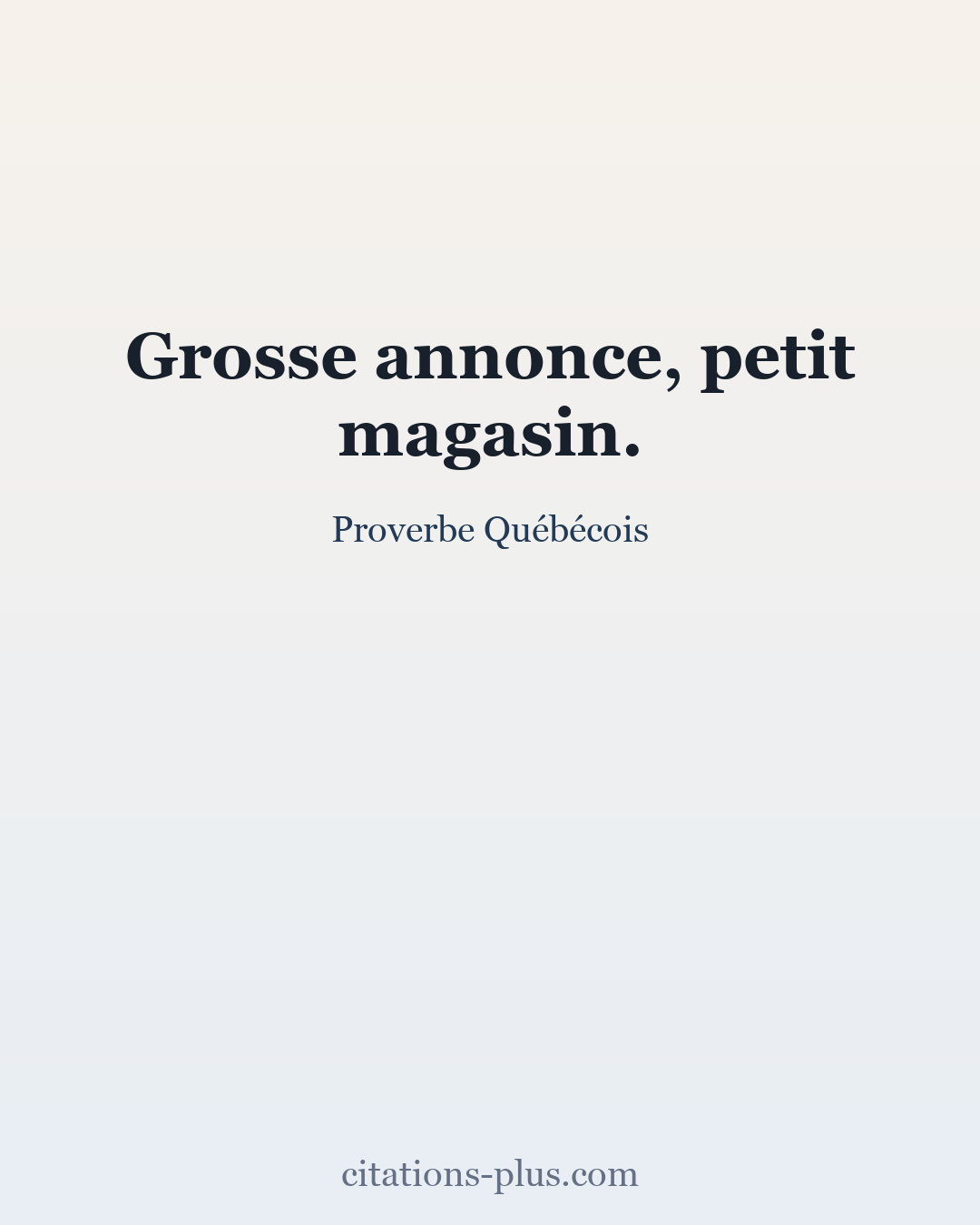 Carte Premium clair — Proverbe Québécois