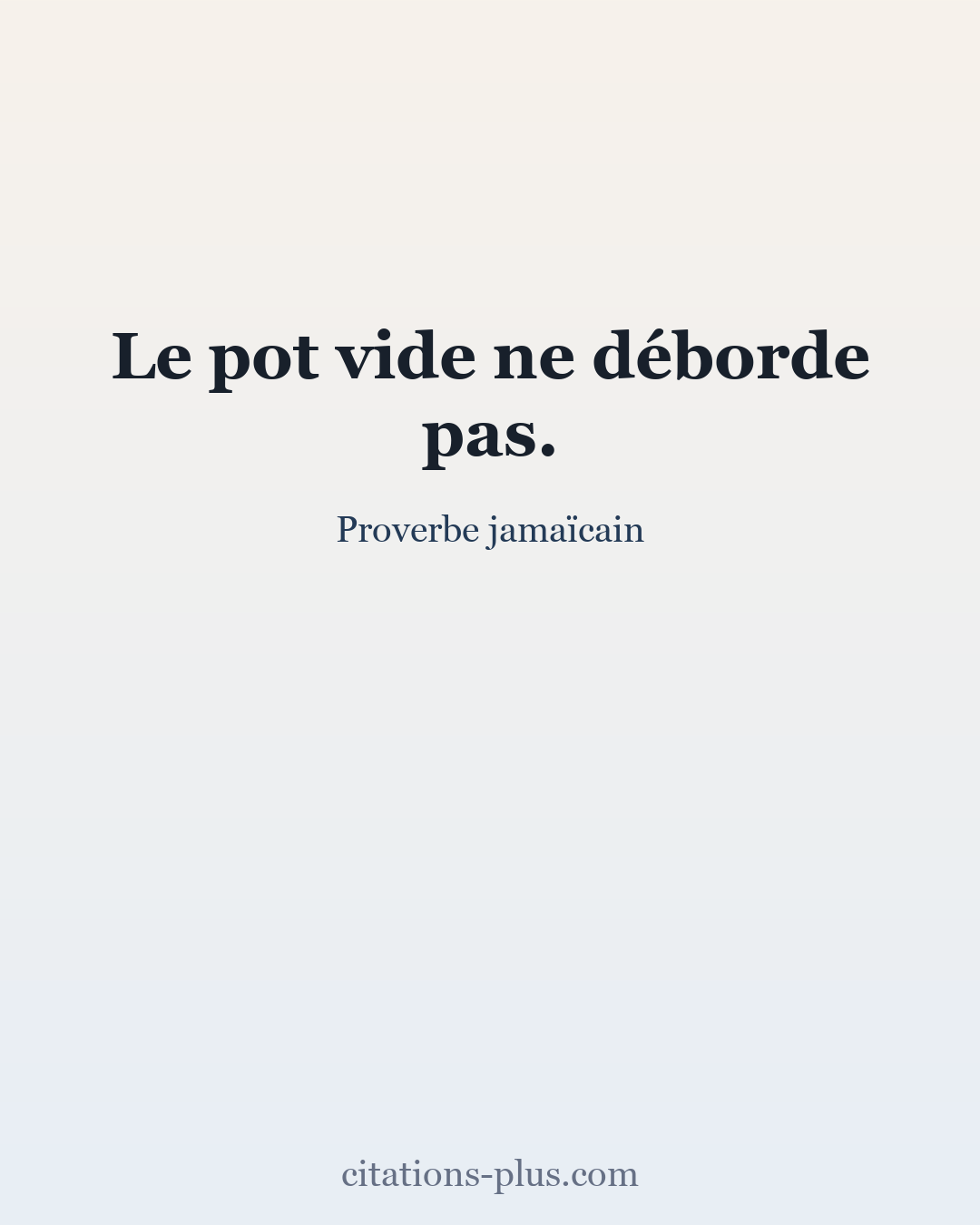 Carte Premium clair — Proverbe jamaïcain