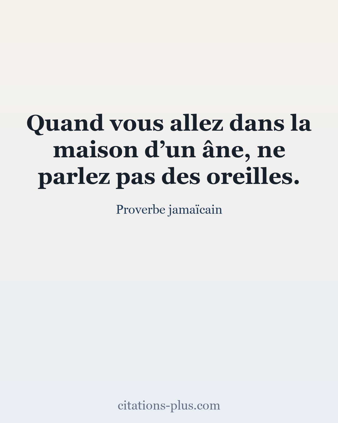 Carte Premium clair — Proverbe jamaïcain