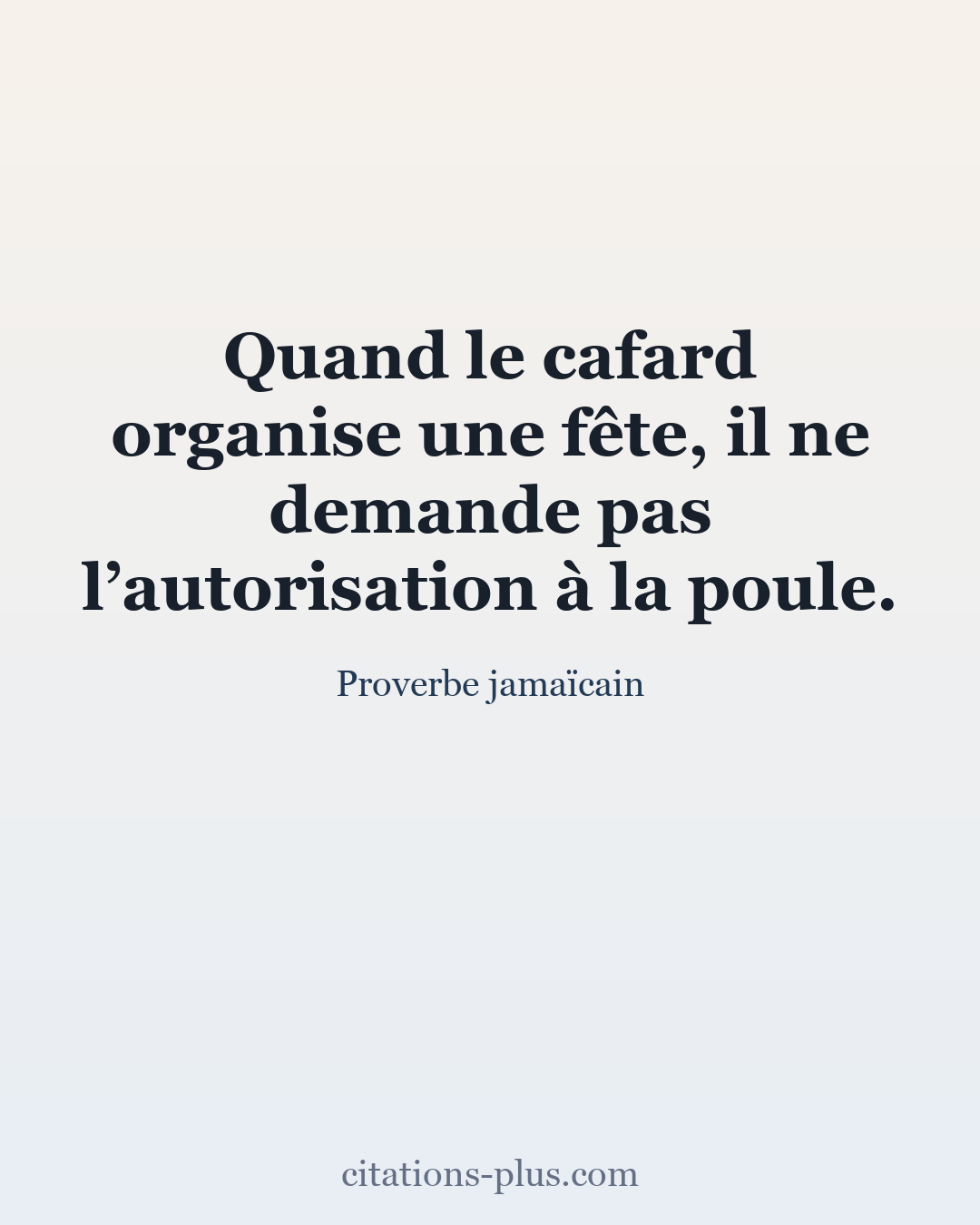 Carte Premium clair — Proverbe jamaïcain