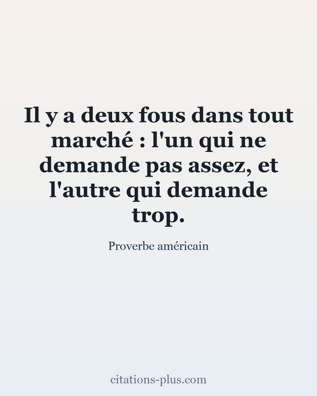 Carte Premium clair — Proverbe américain