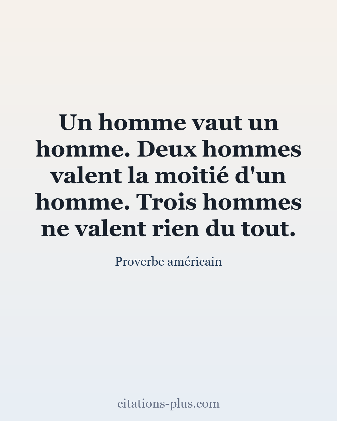 Carte Premium clair — Proverbe américain