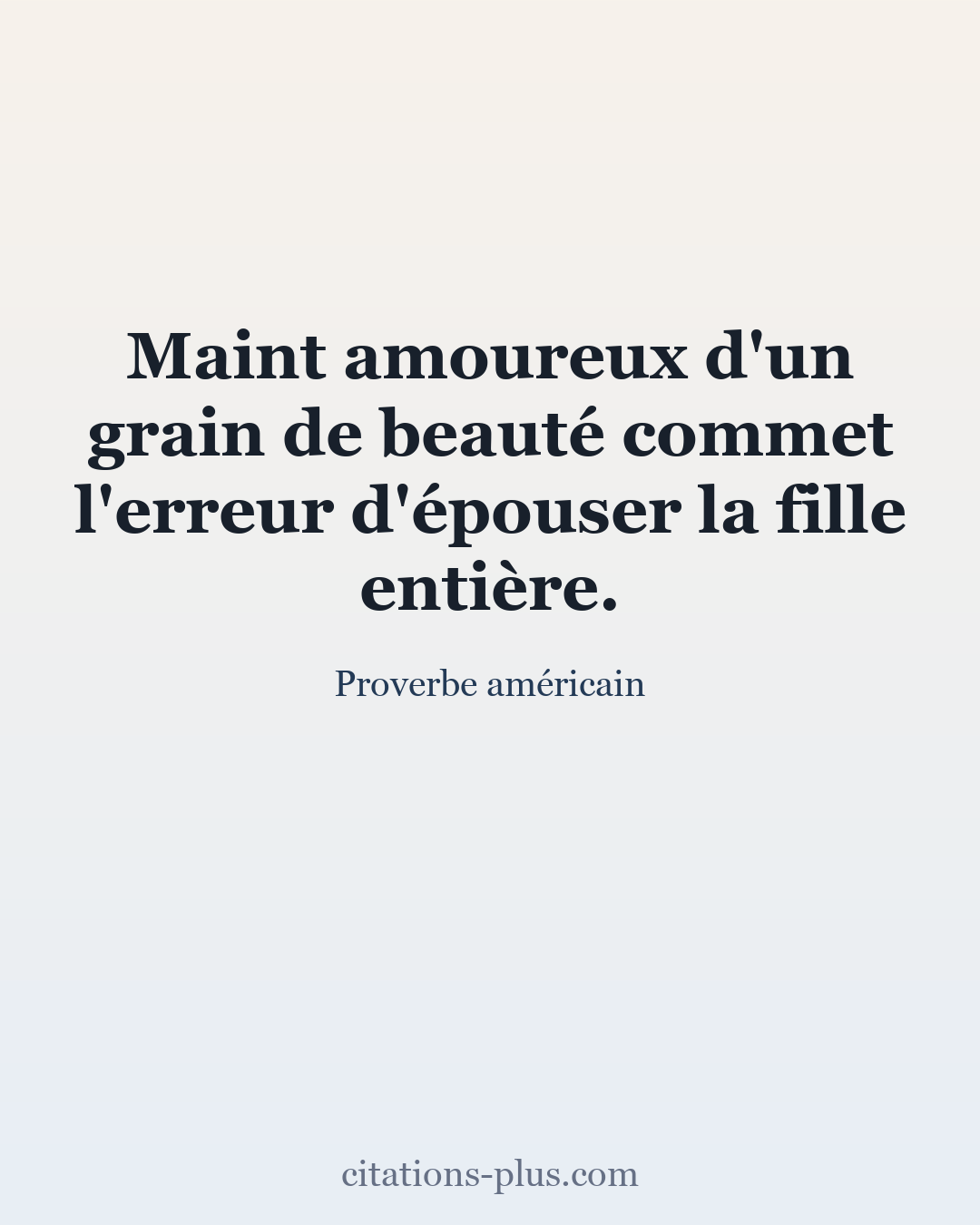 Carte Premium clair — Proverbe américain