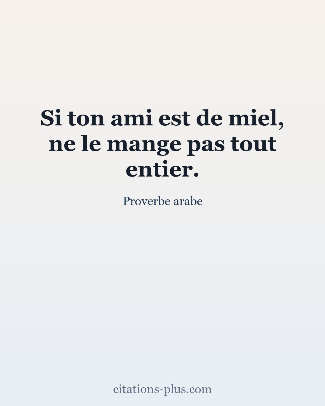 Carte Premium clair — Proverbe arabe