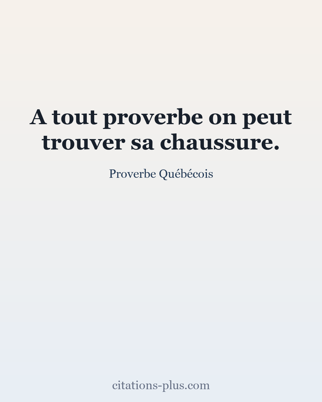 Carte Premium clair — Proverbe Québécois