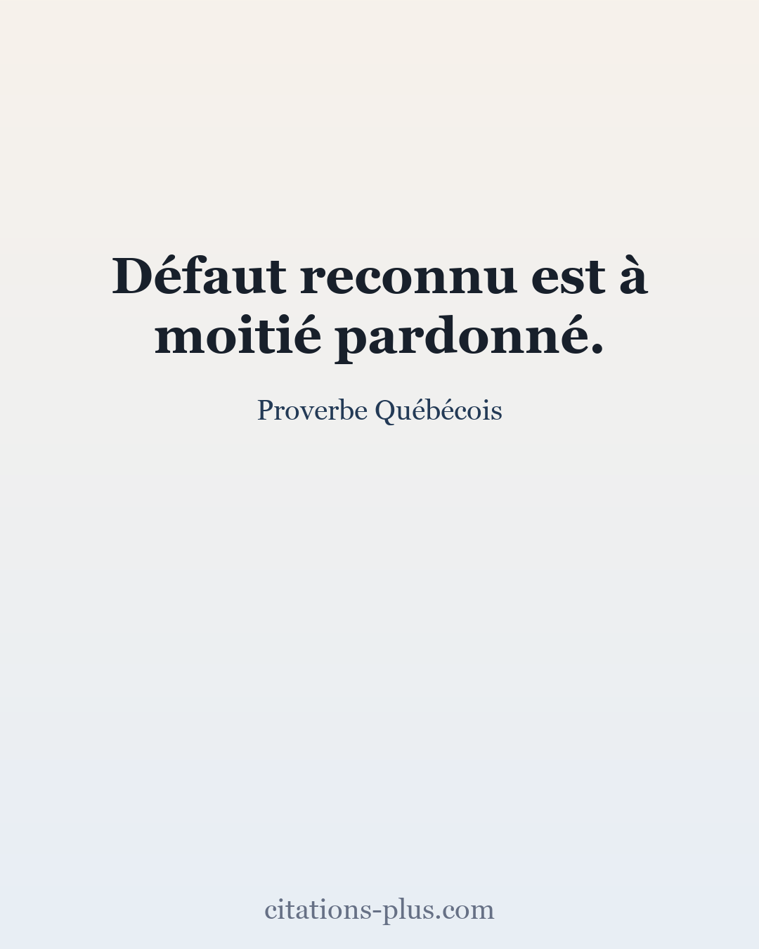 Carte Premium clair — Proverbe Québécois