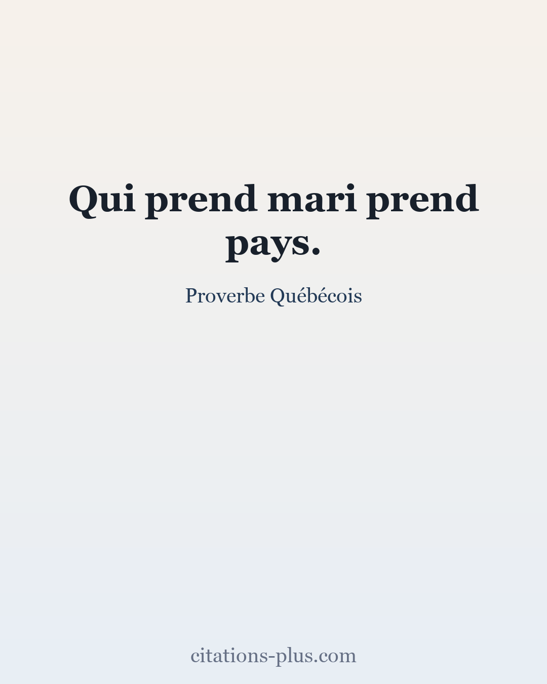 Carte Premium clair — Proverbe Québécois