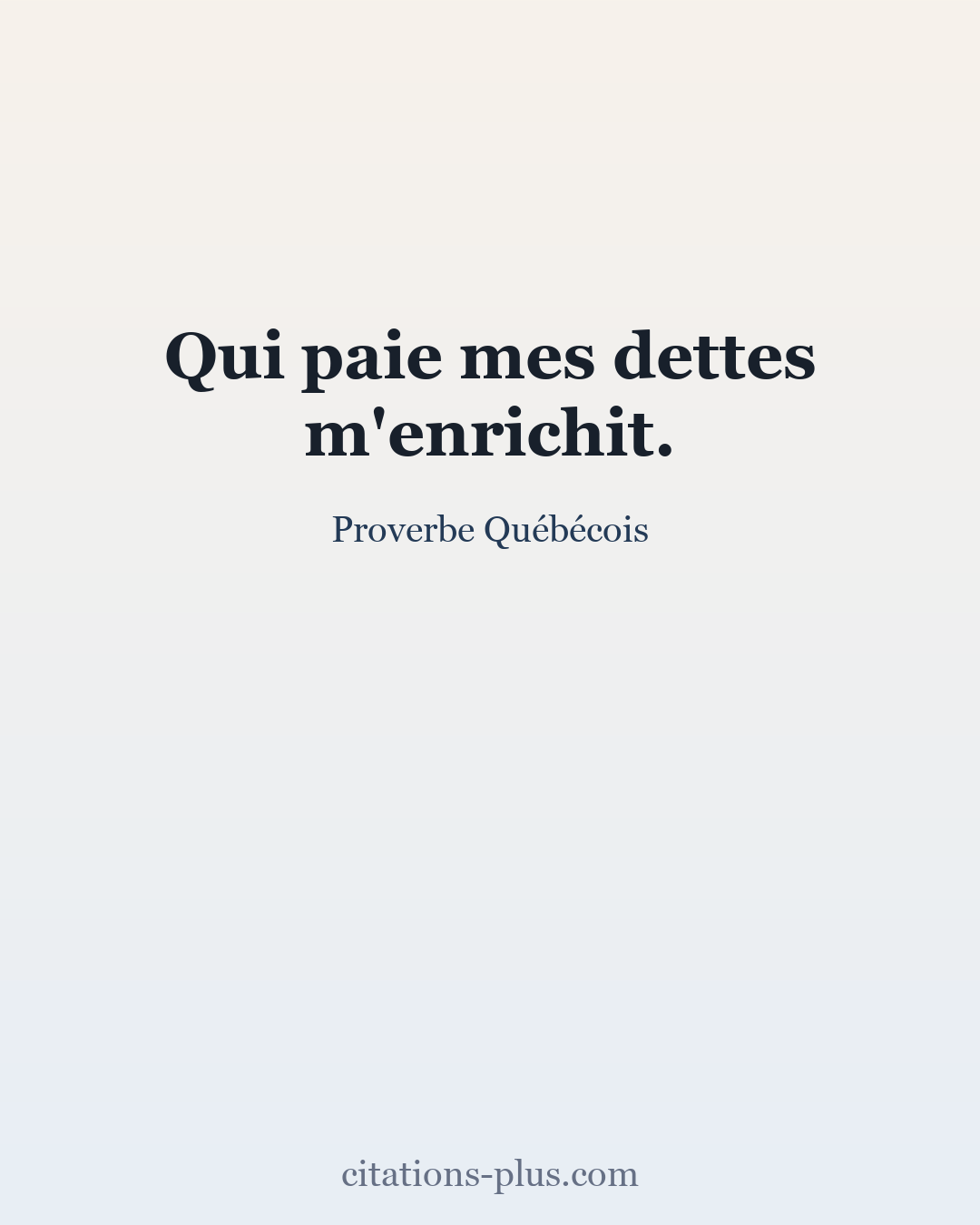 Carte Premium clair — Proverbe Québécois
