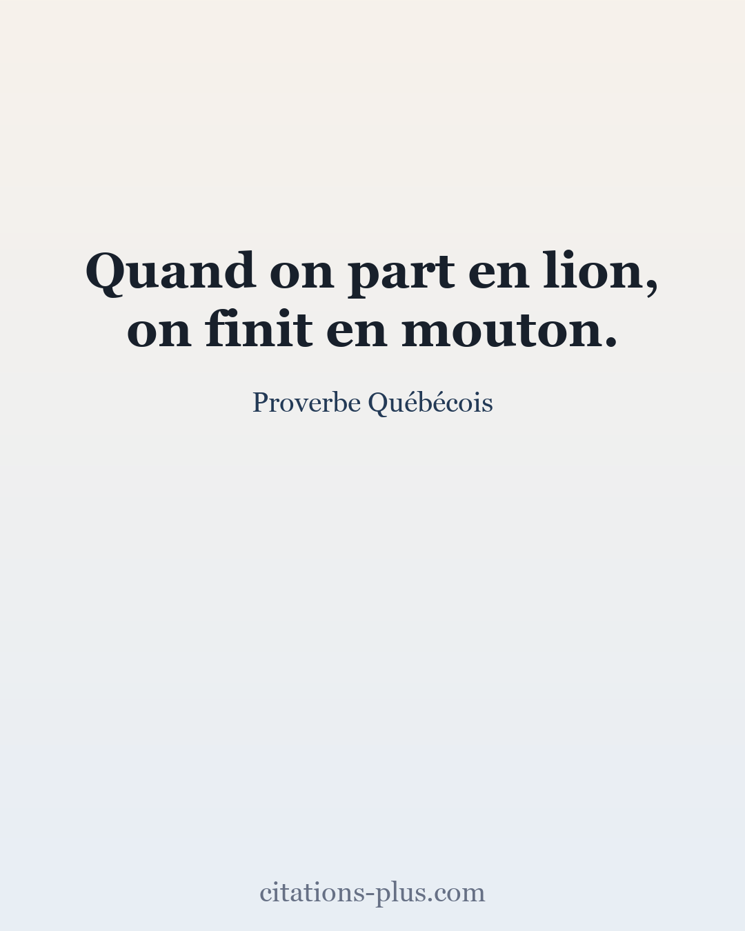 Carte Premium clair — Proverbe Québécois