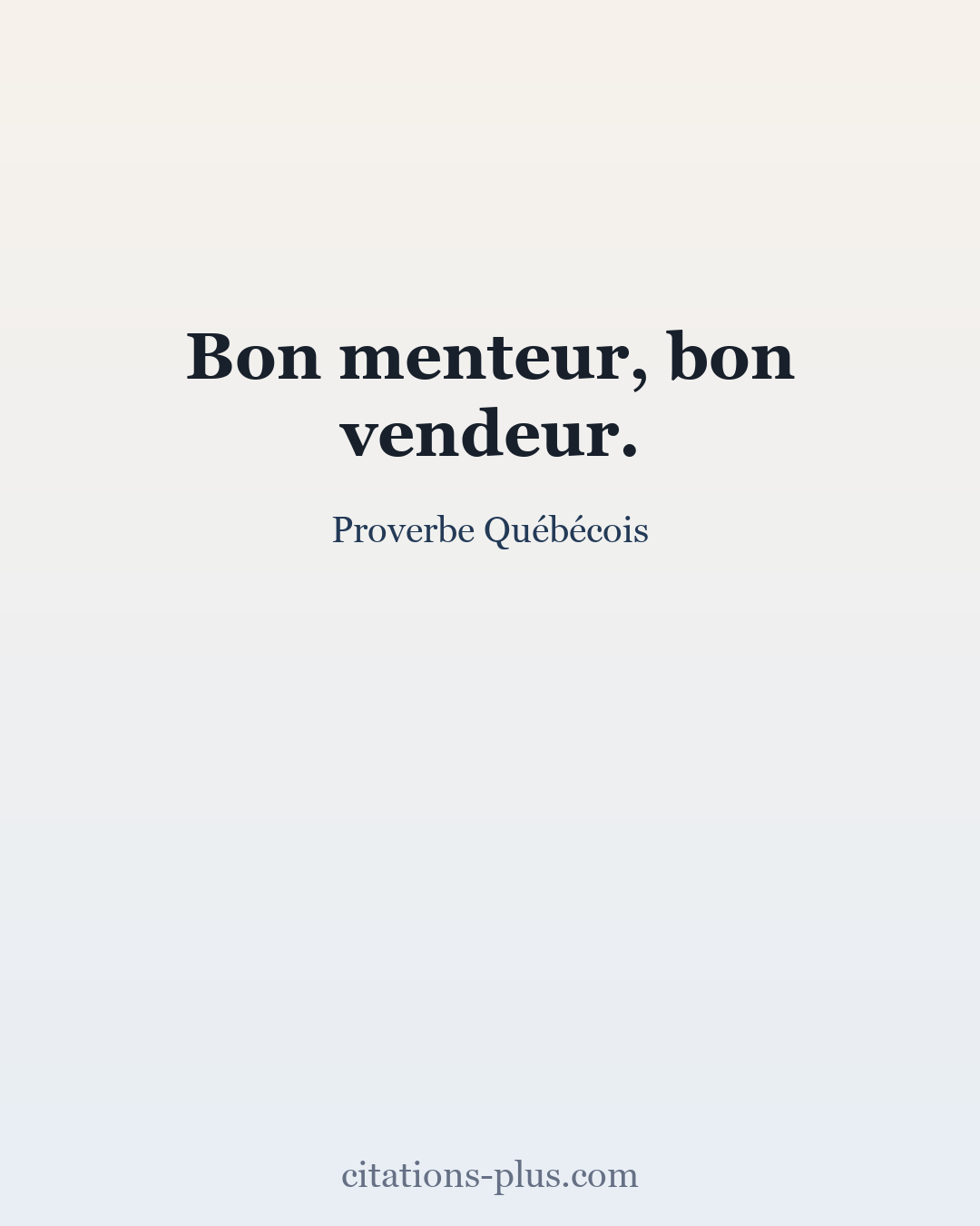Carte Premium clair — Proverbe Québécois