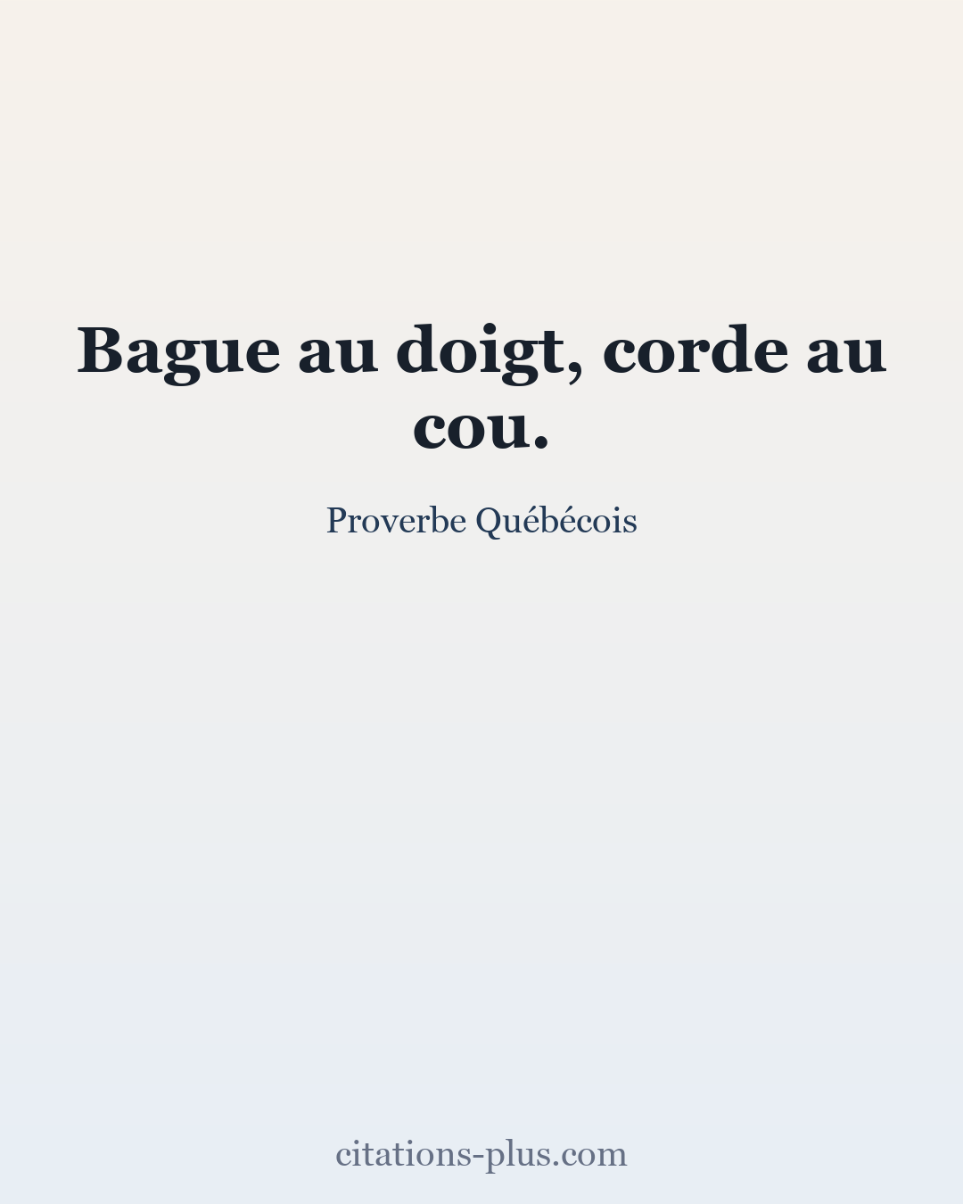 Carte Premium clair — Proverbe Québécois