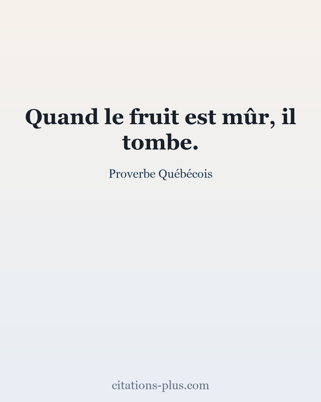 Carte Premium clair — Proverbe Québécois