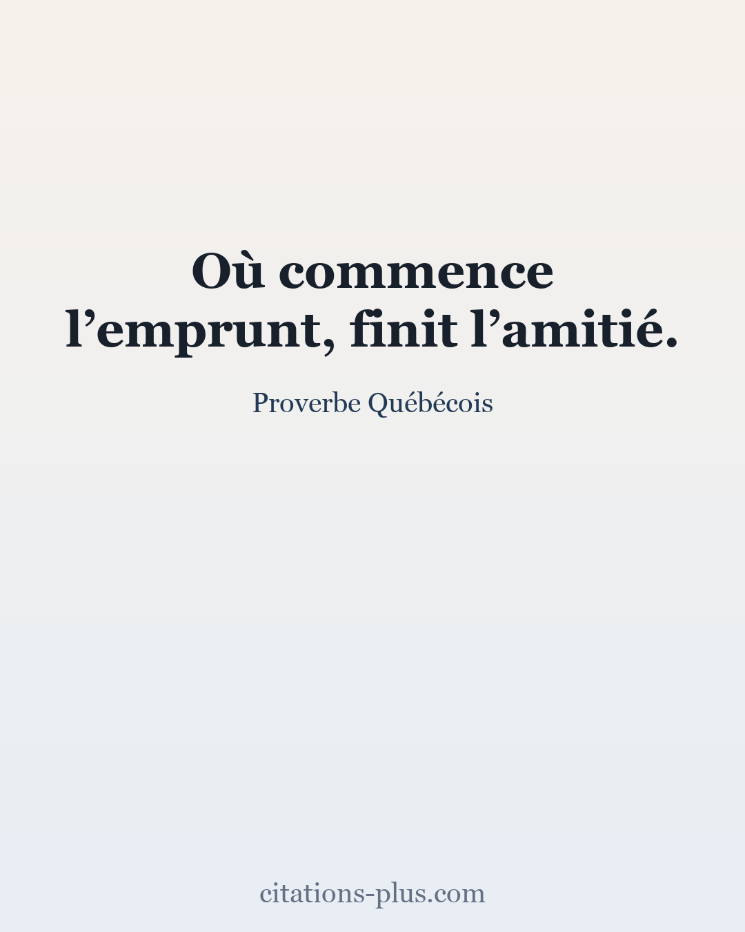 Carte Premium clair — Proverbe Québécois