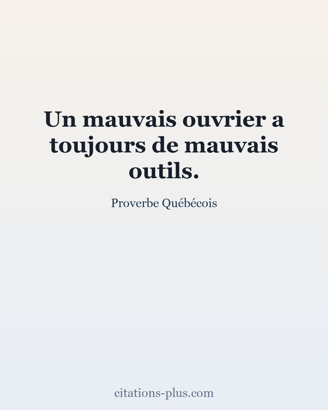Carte Premium clair — Proverbe Québécois