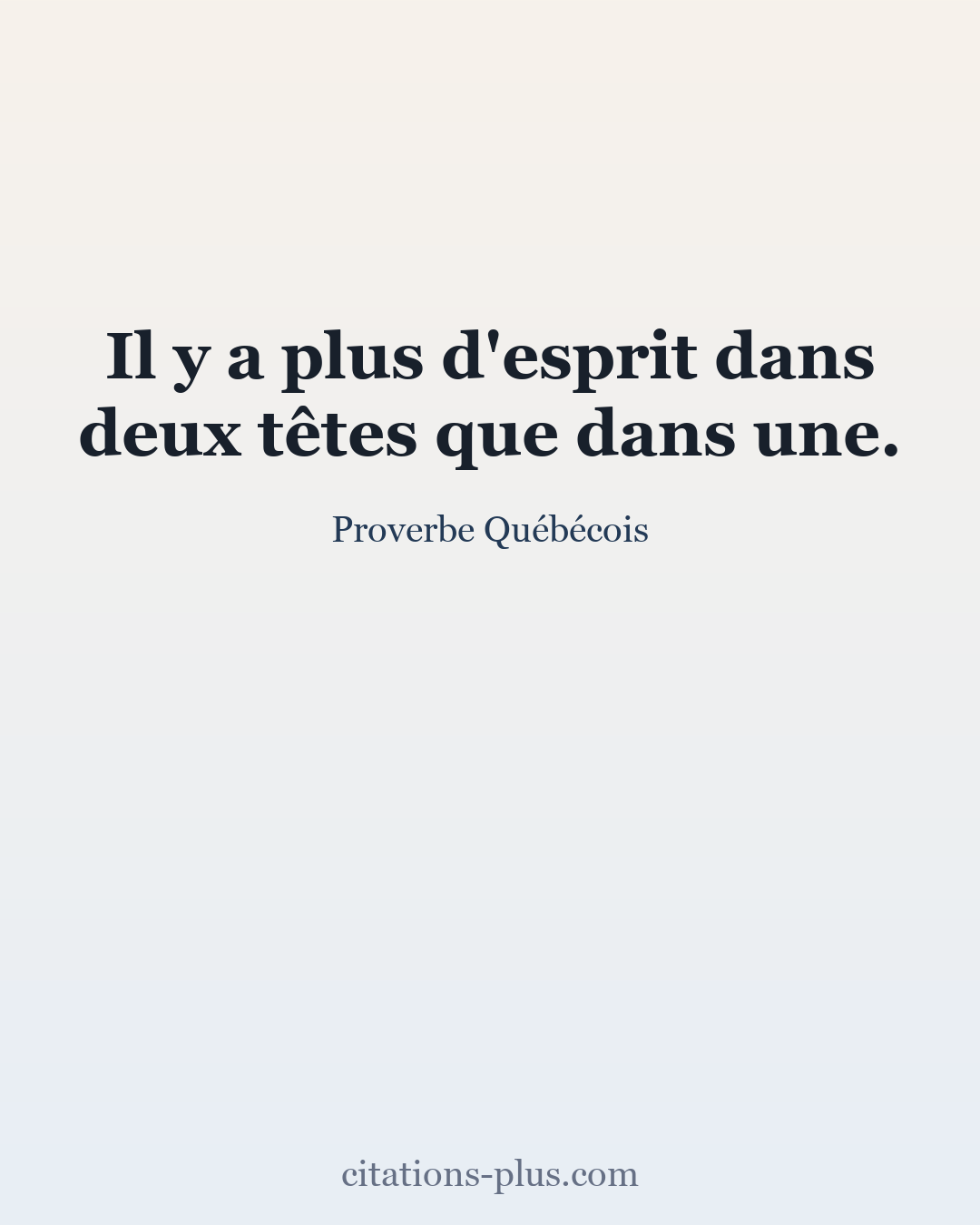 Carte Premium clair — Proverbe Québécois