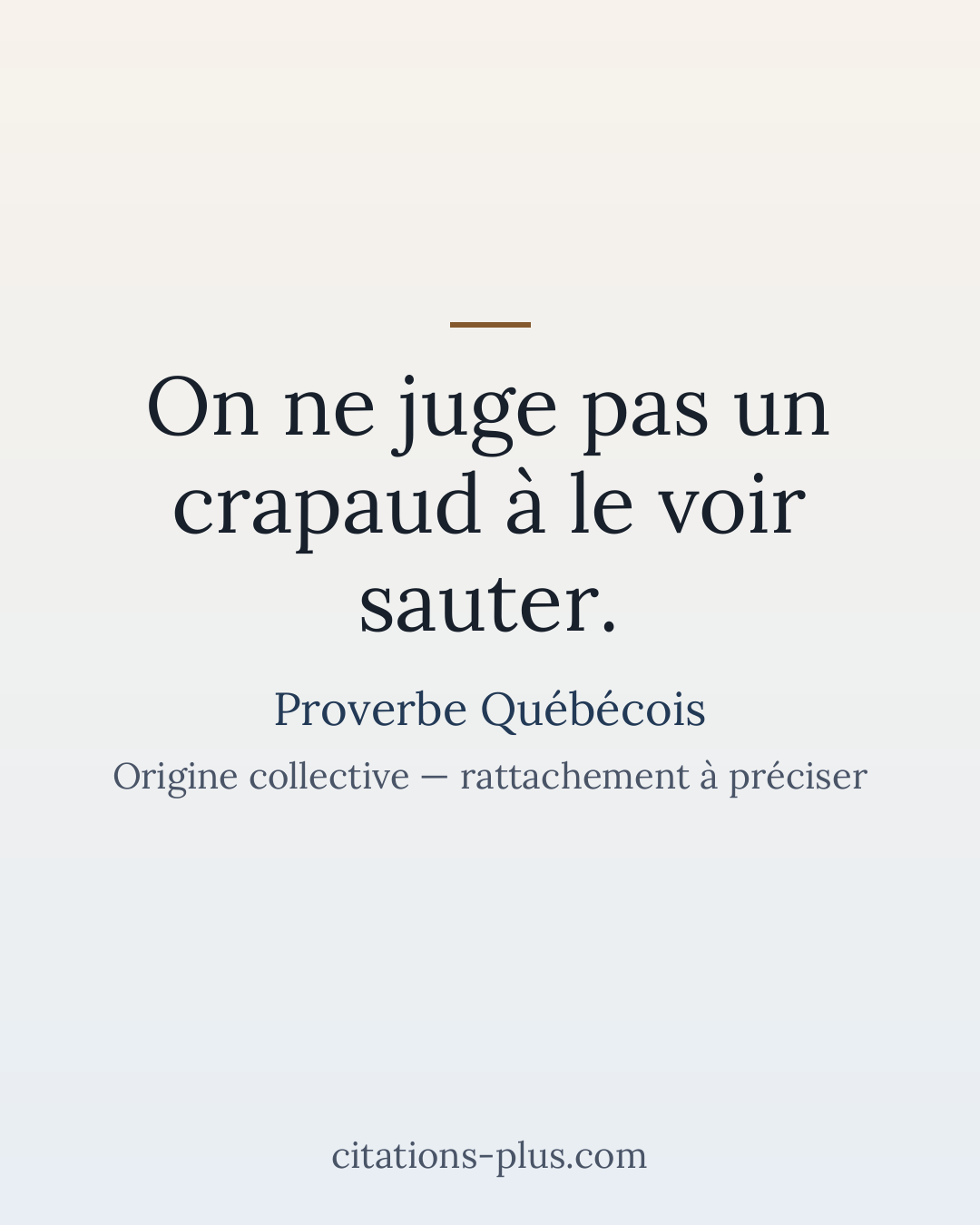 Carte Premium clair — Proverbe Québécois