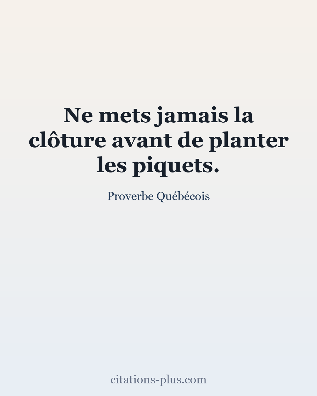 Carte Premium clair — Proverbe Québécois