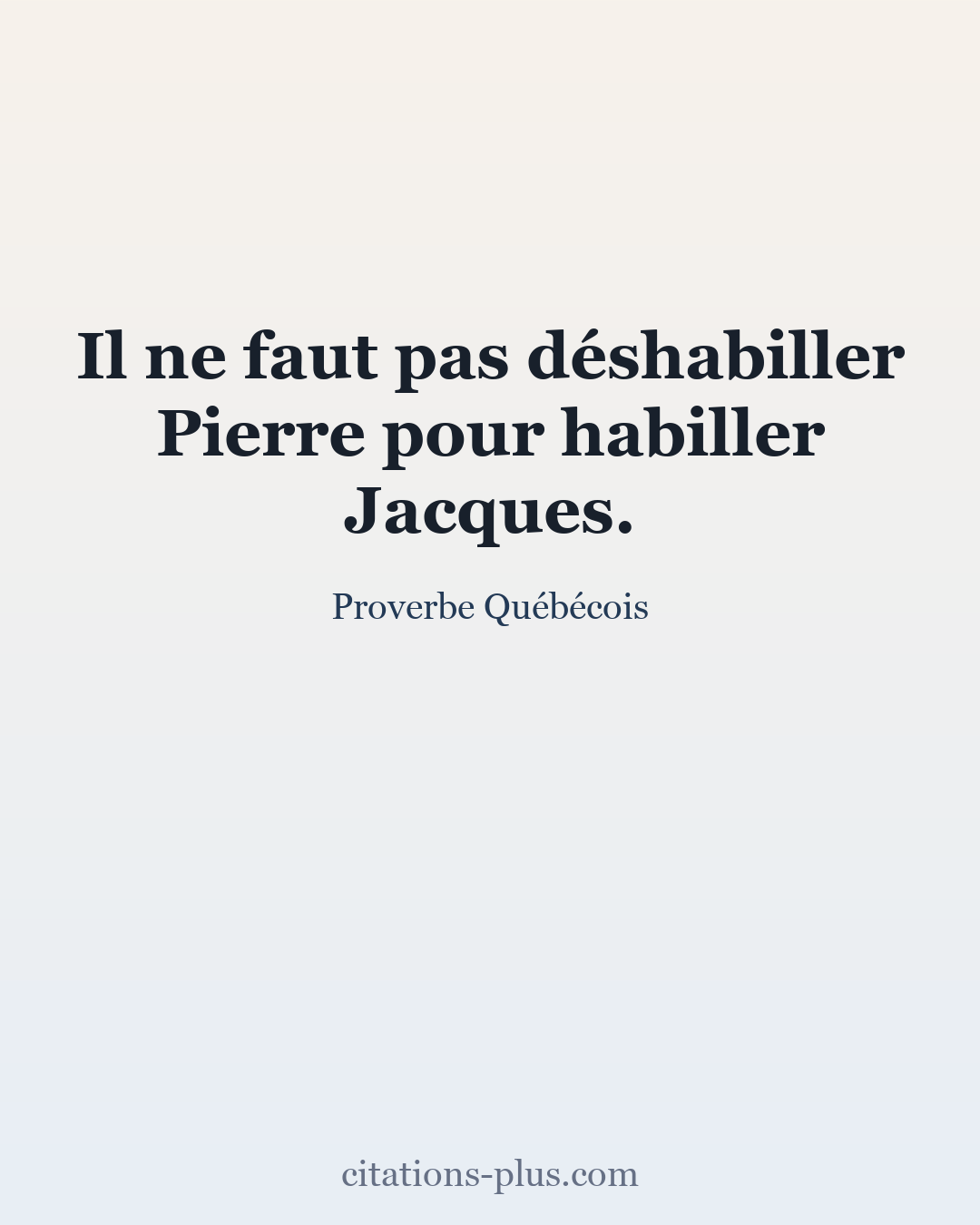Carte Premium clair — Proverbe Québécois